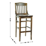 English Elm Commercial Grade School House Back Wood Restaurant Barstool