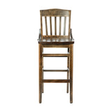 English Elm Commercial Grade School House Back Wood Restaurant Barstool