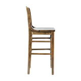 English Elm Commercial Grade School House Back Wood Restaurant Barstool