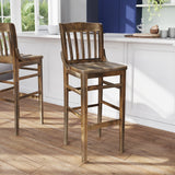 English Elm Commercial Grade School House Back Wood Restaurant Barstool