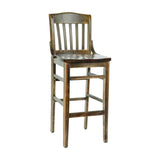 English Elm Commercial Grade School House Back Wood Restaurant Barstool