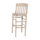 English Elm Commercial Grade School House Back Wood Restaurant Barstool