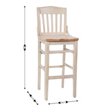 English Elm Commercial Grade School House Back Wood Restaurant Barstool