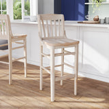 English Elm Commercial Grade School House Back Wood Restaurant Barstool