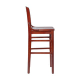 English Elm Commercial Grade Series School House Back Wood Restaurant Barstool