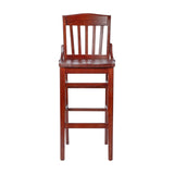 English Elm Commercial Grade Series School House Back Wood Restaurant Barstool