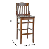 English Elm Commercial Grade Series School House Back Wood Restaurant Barstool