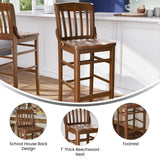 English Elm Commercial Grade Series School House Back Wood Restaurant Barstool