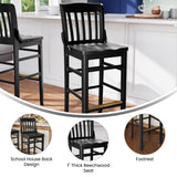 English Elm Commercial Grade School House Back Wood Restaurant Barstool