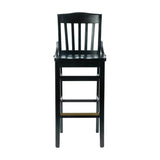 English Elm Commercial Grade School House Back Wood Restaurant Barstool