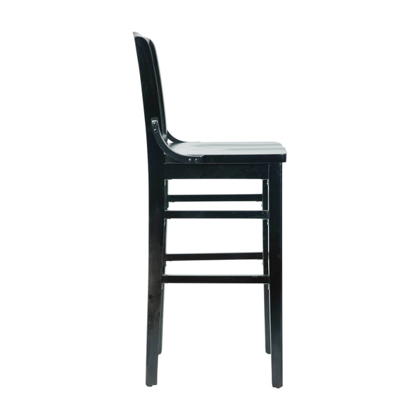 English Elm Commercial Grade School House Back Wood Restaurant Barstool