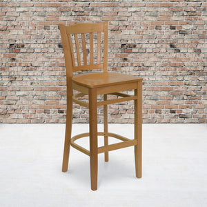 English Elm Commercial Grade Series Vertical Slat Back Wood Restaurant Barstool