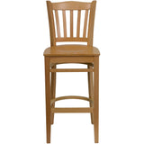 English Elm Commercial Grade Series Vertical Slat Back Wood Restaurant Barstool