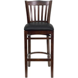 English Elm Commercial Grade Series Vertical Slat Back Walnut Wood Restaurant Barstool - Vinyl Seat