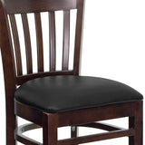 English Elm Commercial Grade Series Vertical Slat Back Walnut Wood Restaurant Barstool - Vinyl Seat