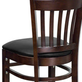 English Elm Commercial Grade Series Vertical Slat Back Walnut Wood Restaurant Barstool - Vinyl Seat