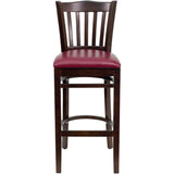 English Elm Commercial Grade Series Vertical Slat Back Walnut Wood Restaurant Barstool - Vinyl Seat