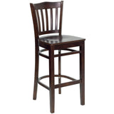 English Elm Commercial Grade Series Vertical Slat Back Walnut Wood Restaurant Barstool