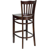 English Elm Commercial Grade Series Vertical Slat Back Walnut Wood Restaurant Barstool