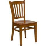 English Elm Commercial Grade Series Vertical Slat Back Cherry Wood Restaurant Chair