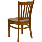 English Elm Commercial Grade Series Vertical Slat Back Cherry Wood Restaurant Chair