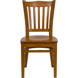 English Elm Commercial Grade Series Vertical Slat Back Cherry Wood Restaurant Chair