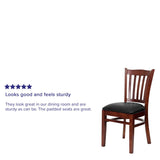 English Elm Commercial Grade Series Vertical Slat Back Mahogany Wood Restaurant Chair - Vinyl Seat