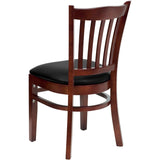 English Elm Commercial Grade Series Vertical Slat Back Mahogany Wood Restaurant Chair - Vinyl Seat