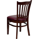 English Elm Commercial Grade Series Vertical Slat Back Mahogany Wood Restaurant Chair - Vinyl Seat