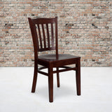 Commercial Grade Series Vertical Slat Back Mahogany Wood Restaurant Chair