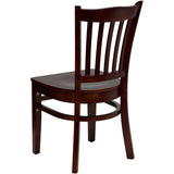 English Elm Commercial Grade Series Vertical Slat Back Mahogany Wood Restaurant Chair