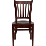 English Elm Commercial Grade Series Vertical Slat Back Mahogany Wood Restaurant Chair