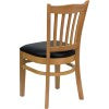 English Elm Commercial Grade Series Vertical Slat Back Natural Wood Restaurant Chair - Vinyl Seat