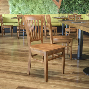 English Elm Commercial Grade Series Vertical Slat Back Wood Restaurant Chair