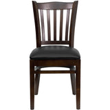 English Elm Commercial Grade Series Vertical Slat Back Walnut Wood Restaurant Chair - Vinyl Seat