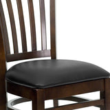 English Elm Commercial Grade Series Vertical Slat Back Walnut Wood Restaurant Chair - Vinyl Seat