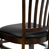 English Elm Commercial Grade Series Vertical Slat Back Walnut Wood Restaurant Chair - Vinyl Seat