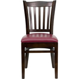 English Elm Commercial Grade Series Vertical Slat Back Walnut Wood Restaurant Chair - Vinyl Seat