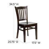 English Elm Commercial Grade Series Vertical Slat Back Walnut Wood Restaurant Chair