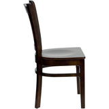 English Elm Commercial Grade Series Vertical Slat Back Walnut Wood Restaurant Chair