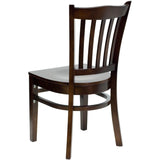 English Elm Commercial Grade Series Vertical Slat Back Walnut Wood Restaurant Chair