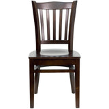 English Elm Commercial Grade Series Vertical Slat Back Walnut Wood Restaurant Chair