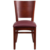 English Elm Commercial Grade Series Solid Back Mahogany Wood Restaurant Chair - Vinyl Seat