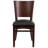 English Elm Commercial Grade Series Solid Back Walnut Wood Restaurant Chair - Vinyl Seat