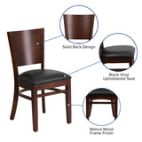 English Elm Commercial Grade Series Solid Back Walnut Wood Restaurant Chair - Vinyl Seat