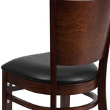 English Elm Commercial Grade Series Solid Back Walnut Wood Restaurant Chair - Vinyl Seat