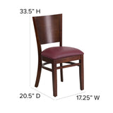 English Elm Commercial Grade Series Solid Back Walnut Wood Restaurant Chair - Vinyl Seat