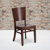 Commercial Grade Series Solid Back Walnut Wood Restaurant Chair