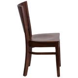 English Elm Commercial Grade Series Solid Back Walnut Wood Restaurant Chair