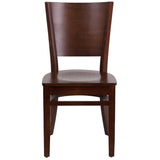 English Elm Commercial Grade Series Solid Back Walnut Wood Restaurant Chair